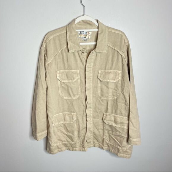 Sandrine Rose x Free People Distressed cotton Linen blend Coat jacket small flaw - Picture 2 of 10